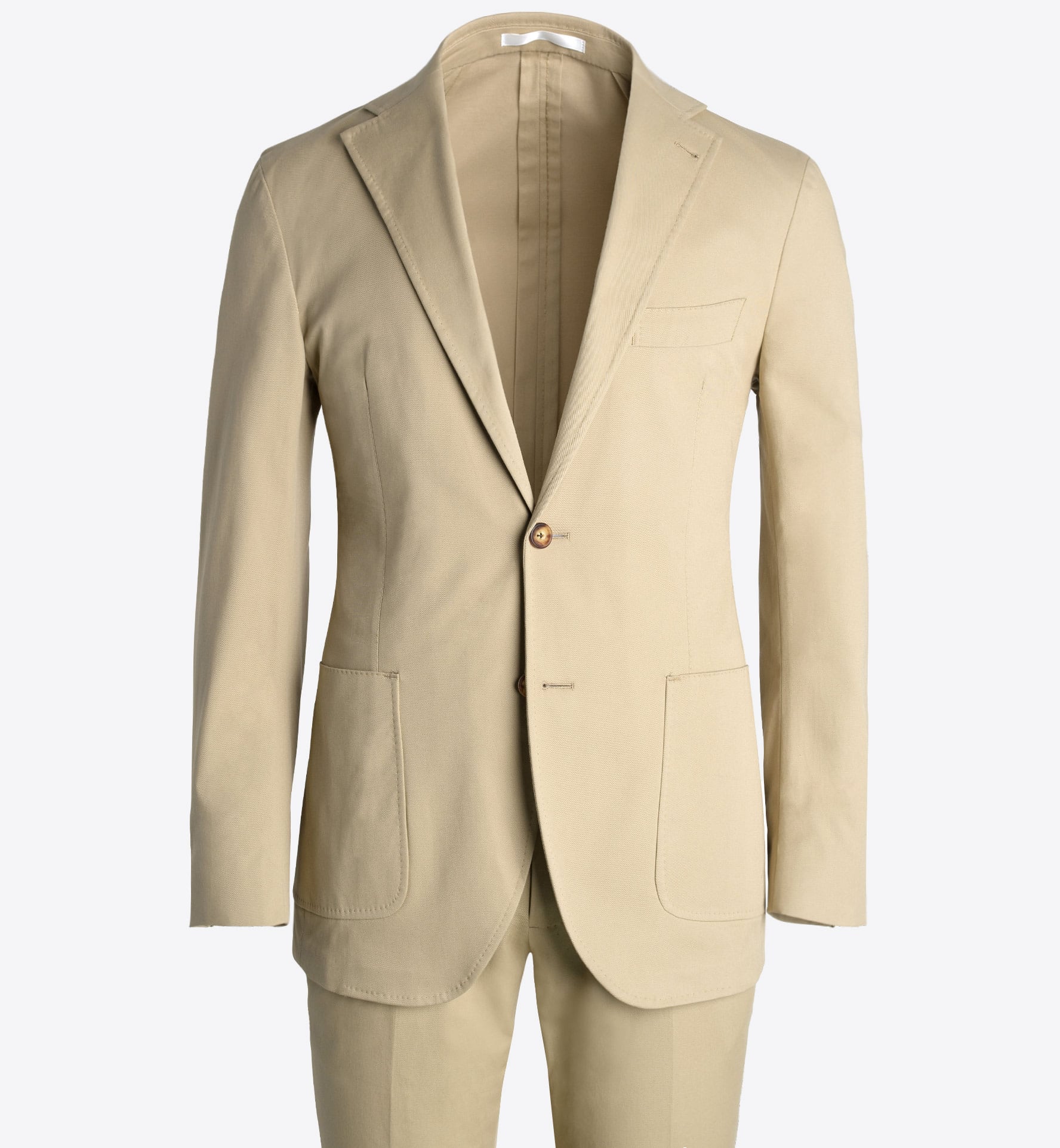 Zoom Image of Waverly Beige Supima Stretch Cotton Twill Suit