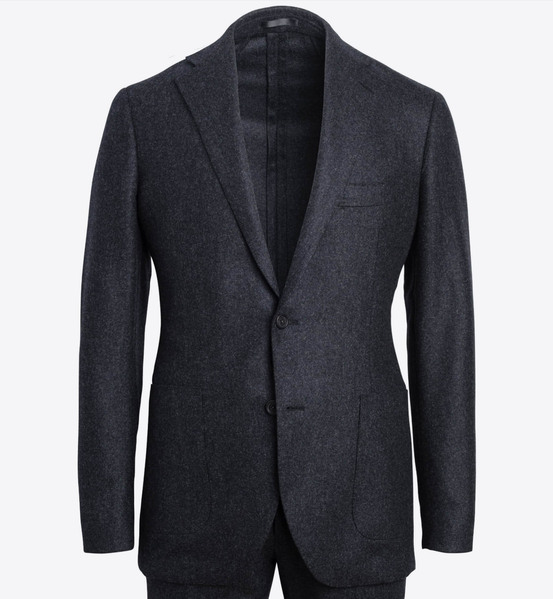 Bedford Charcoal Wool Flannel Suit Jacket - Custom Fit Tailored Clothing