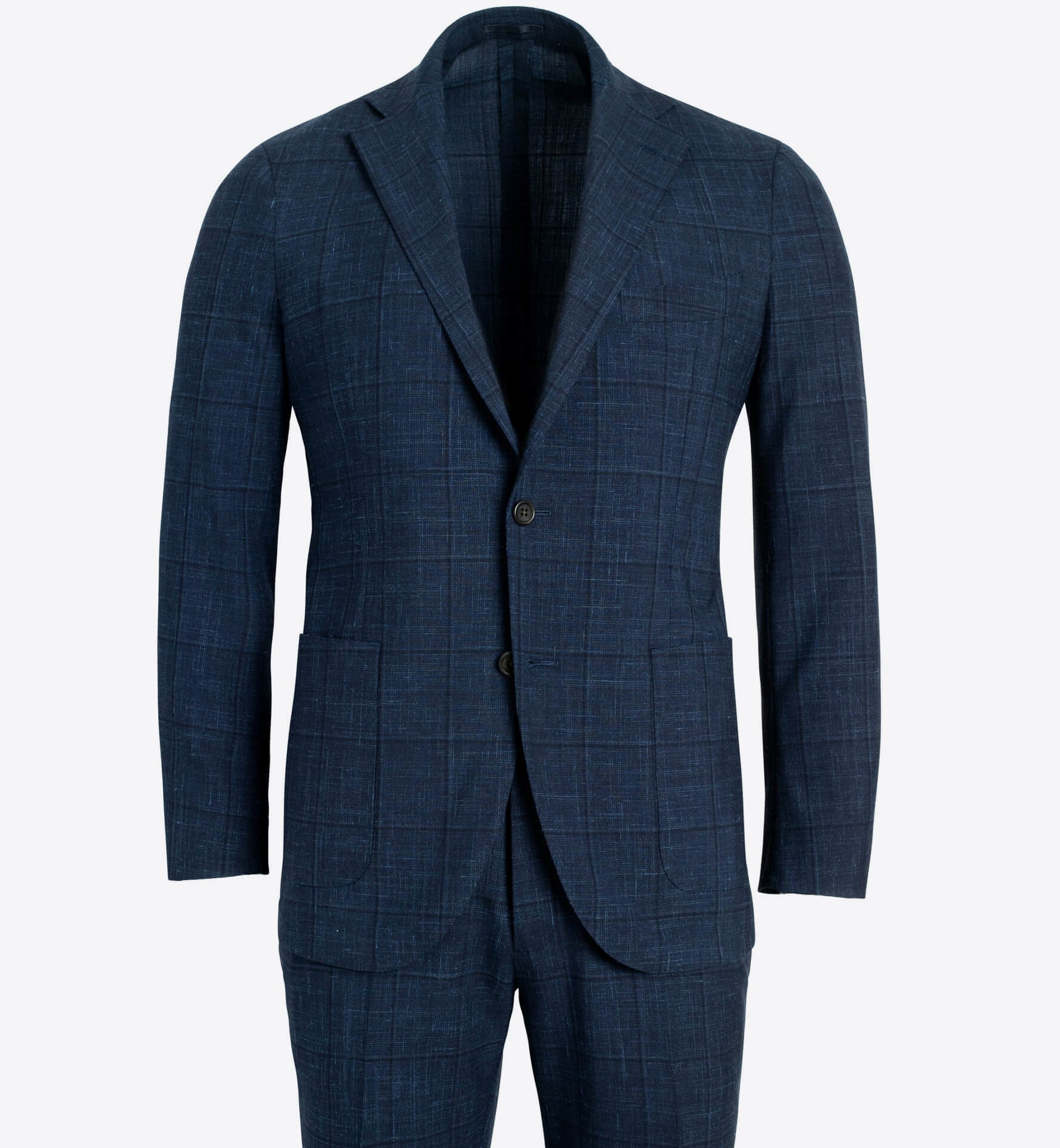 Bedford Navy Windowpane Suit Jacket Custom Fit Tailored Clothing