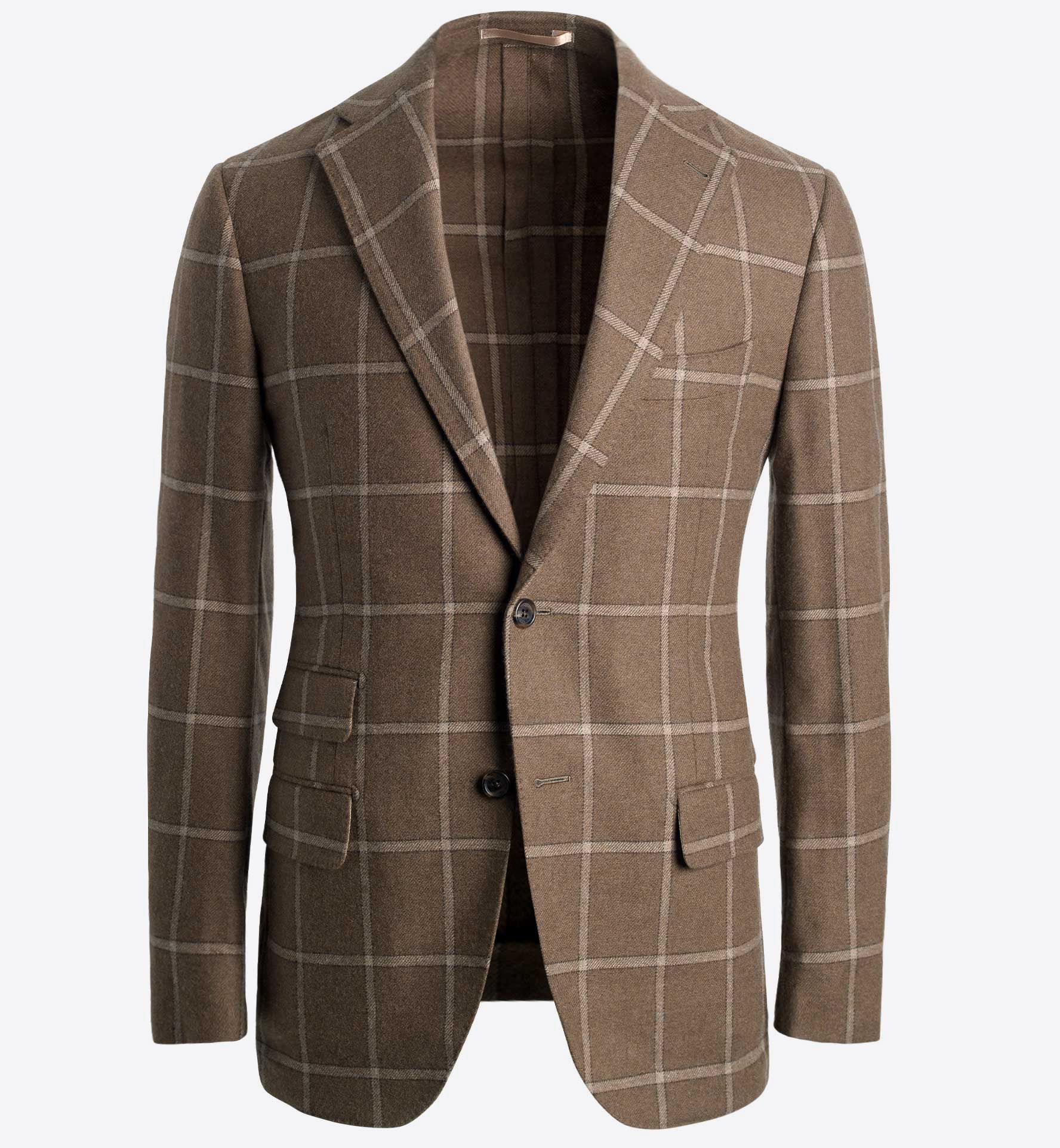 Bedford Mocha Windowpane Wool Jacket - Custom Fit Tailored Clothing