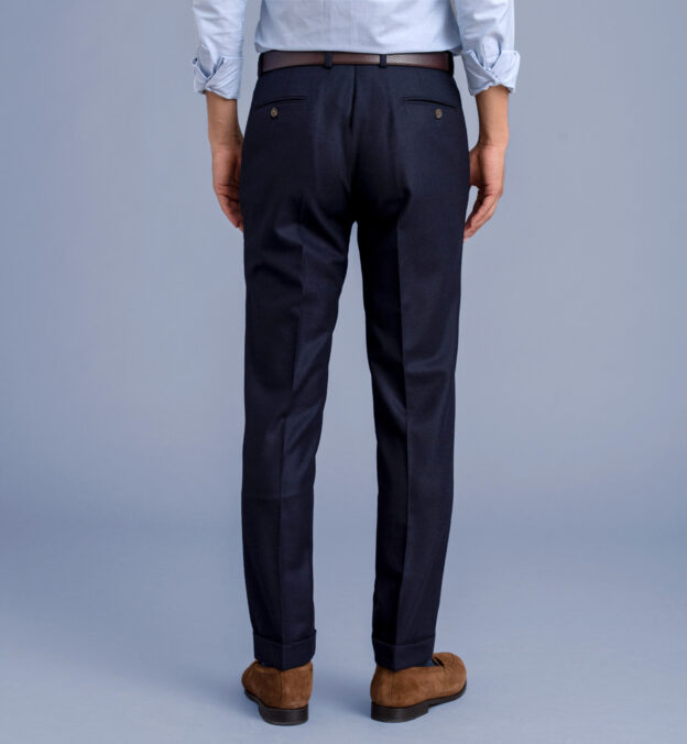 Allen Navy Wool Flannel Dress Pant - Custom Fit Tailored Clothing
