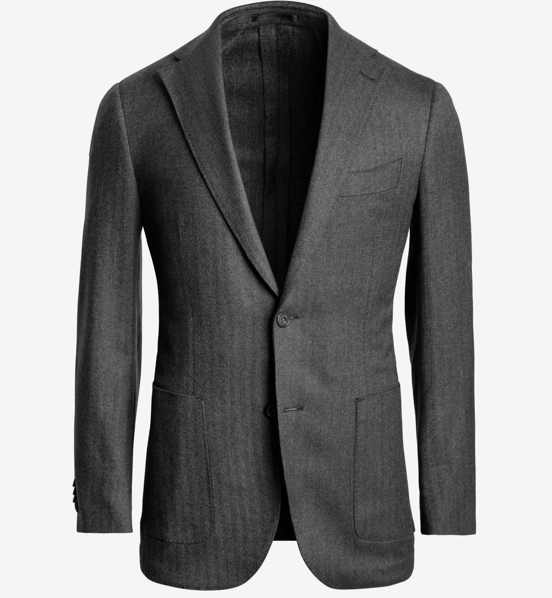 Bedford Charcoal Wool Cashmere Herringbone Jacket - Custom Fit Tailored ...