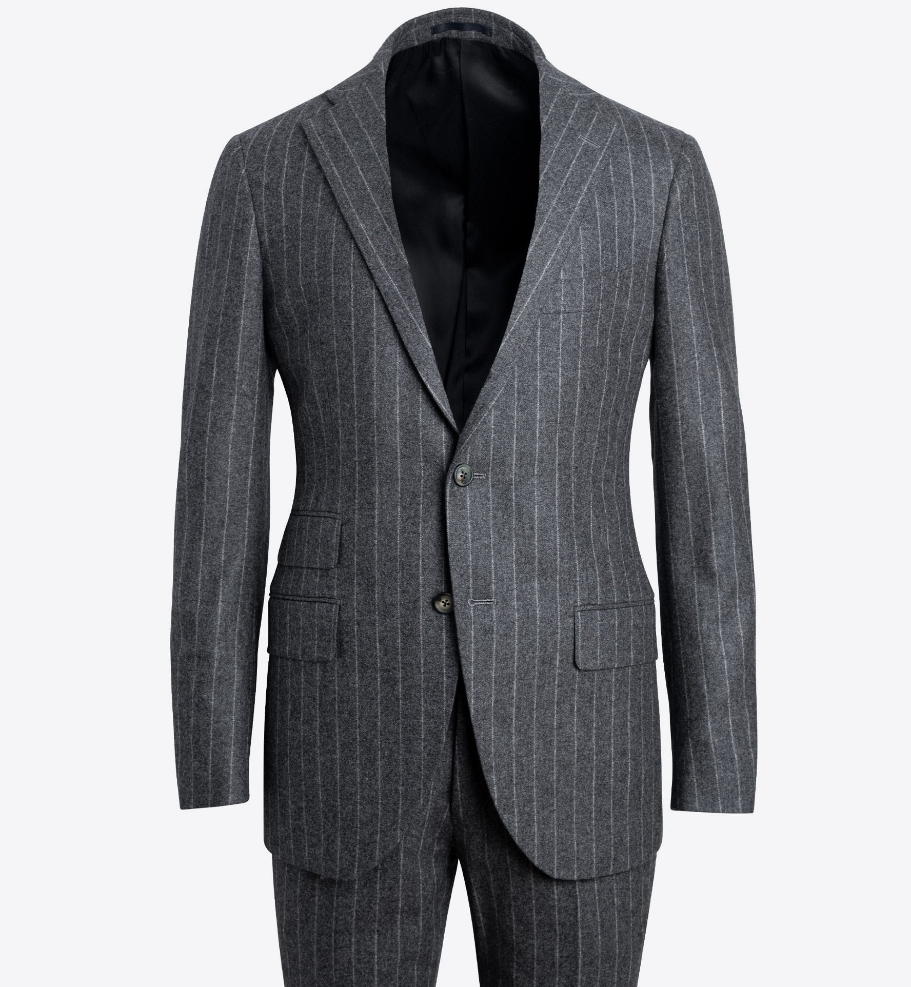 Allen Grey Chalkstripe Wool Flannel Suit - Custom Fit Tailored Clothing