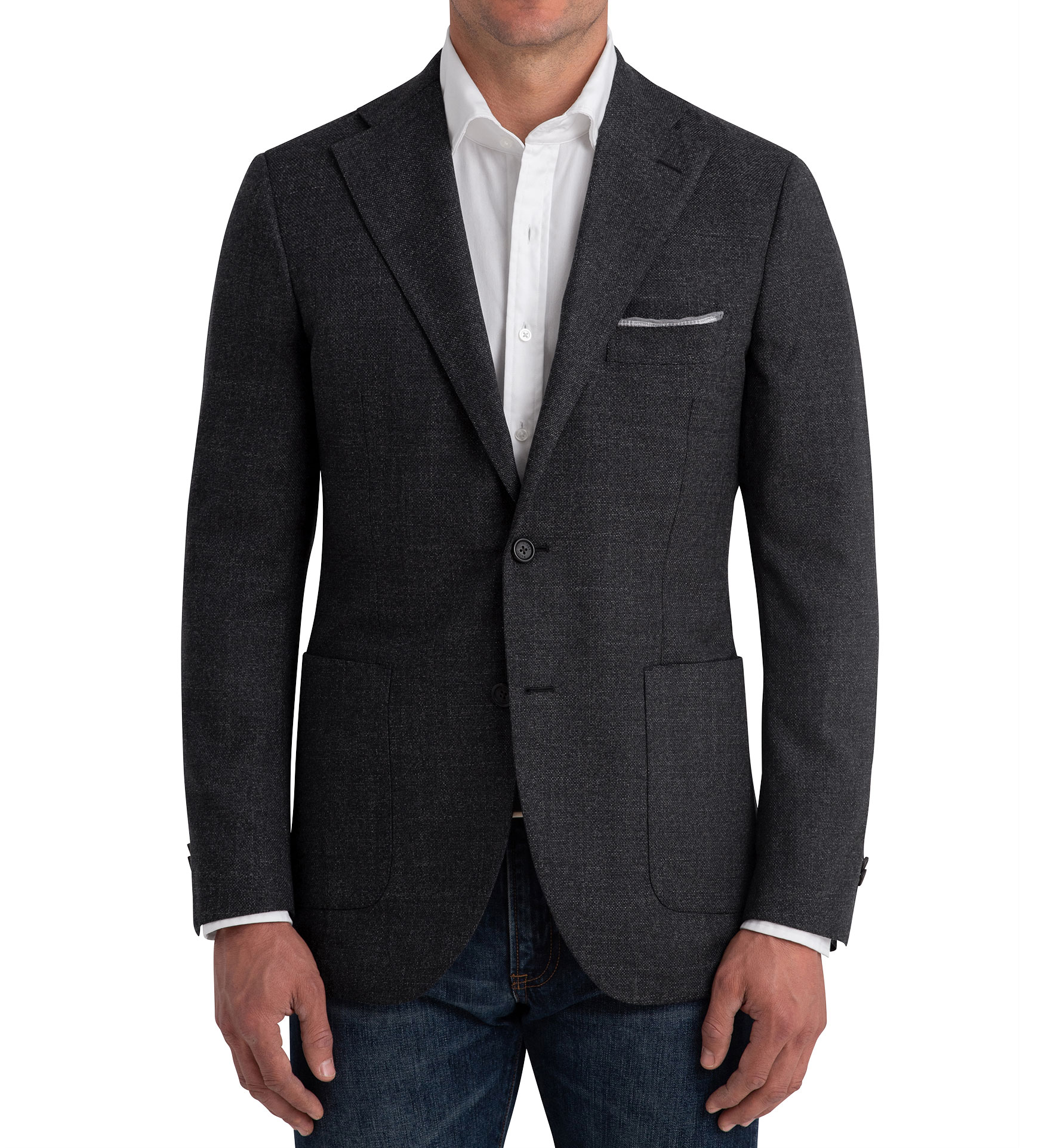 Bedford Charcoal Wool Hopsack Jacket - Custom Fit Tailored Clothing