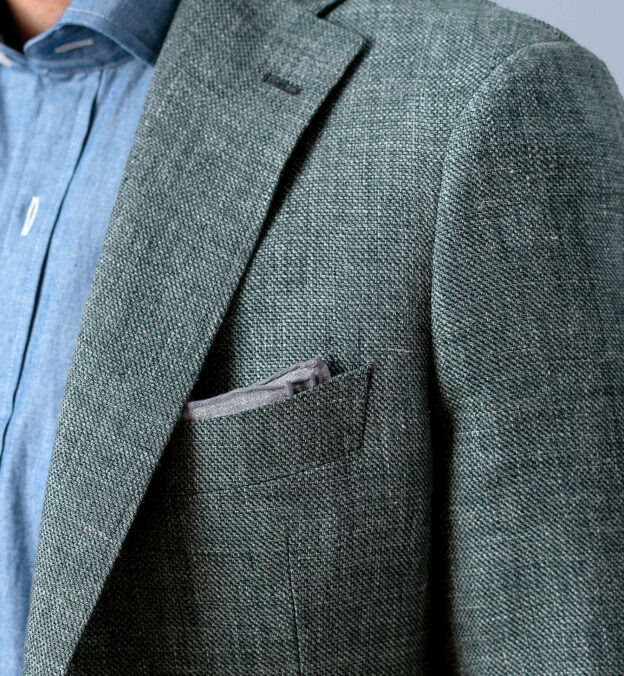 Bedford Faded Sage Linen and Wool Hopsack Jacket - Custom Fit Tailored ...