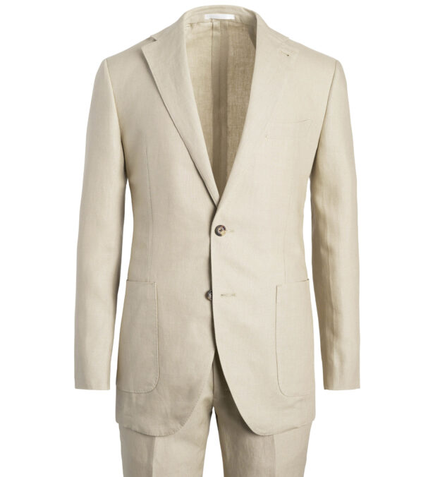 Beige Irish Linen Bedford Suit - Custom Fit Tailored Clothing