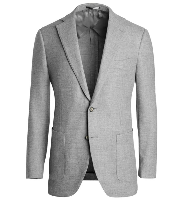 Loro Piana Fabric Light Grey Melange Wool Cashmere Hudson Jacket