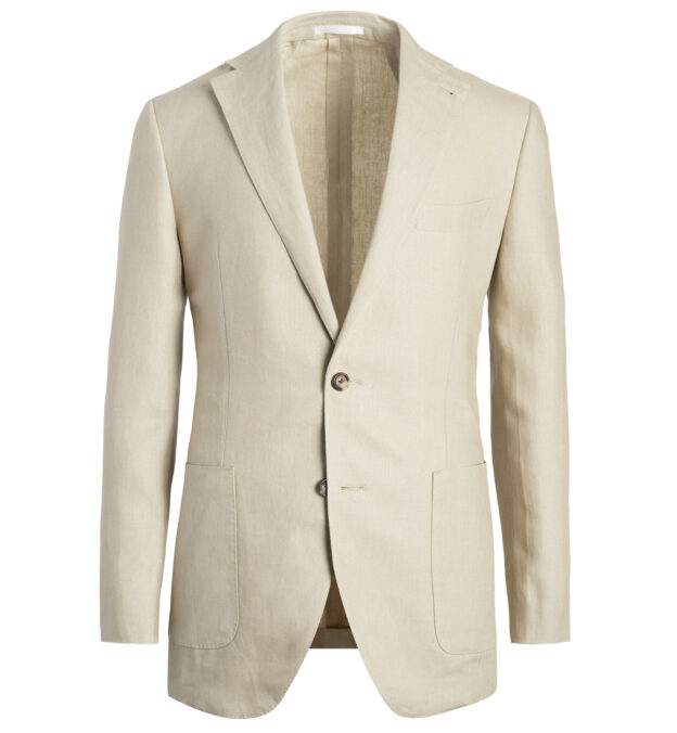 Beige Irish Linen Bedford Jacket - Custom Fit Tailored Clothing