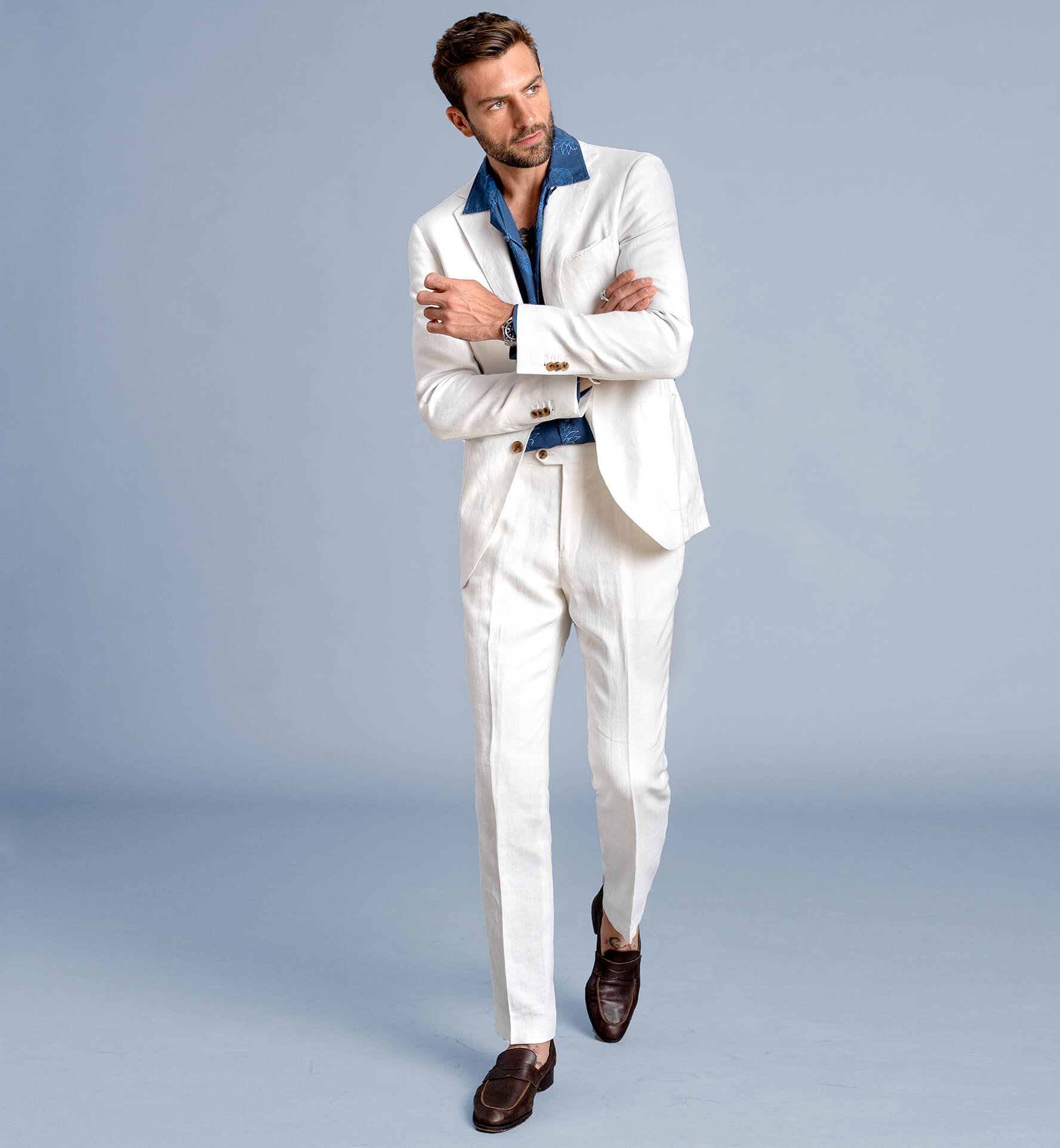 Bedford White Irish Linen Suit Custom Fit Tailored Clothing