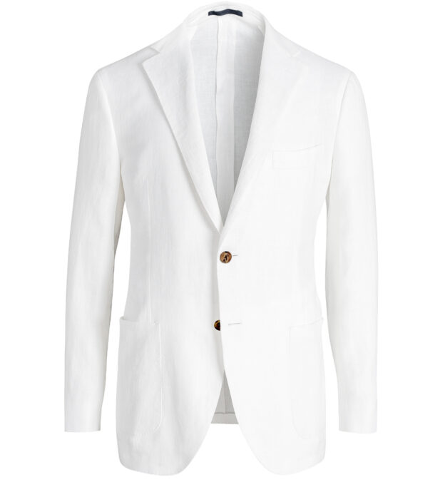 White Irish Linen Bedford Jacket - Custom Fit Tailored Clothing