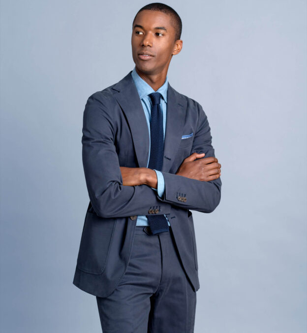 Waverly Navy Stretch Cotton Suit - Custom Fit Tailored Clothing