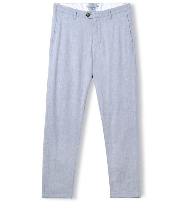 Di Sondrio Faded Blue Stretch Linen and Lyocell Chino - Custom Fit Pants
