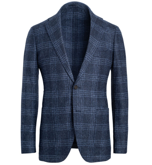 Bedford Navy Plaid Wool Blend Jacket - Custom Fit Tailored Clothing