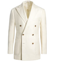 Thumb Photo of Double Breasted Reda Cream Wool and Linen Bedford Jacket