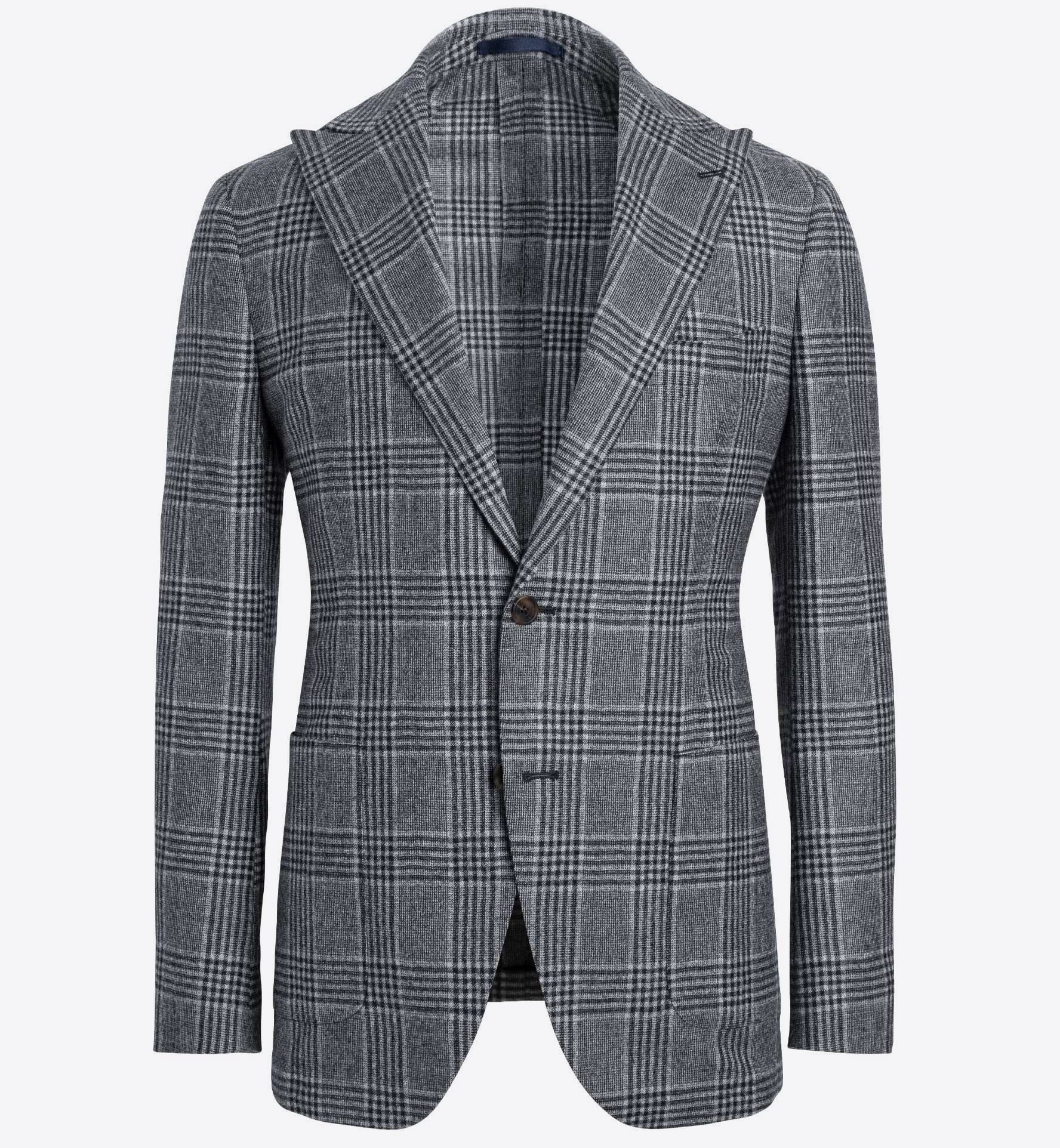 Bedford Light Grey Large Glen Plaid Wool Jacket - Custom Fit Tailored ...