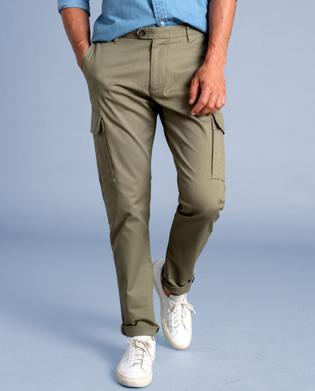 Thompson Surplus Green Herringbone Cargo Pant - Custom Fit Pants