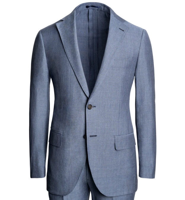 Bedford Indigo Linen Wool And Silk Suit Jacket
