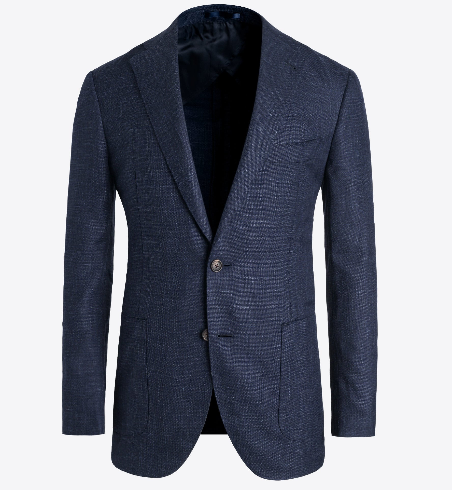 Bedford Navy Wool Silk and Linen Hopsack Jacket - Custom Fit Tailored ...