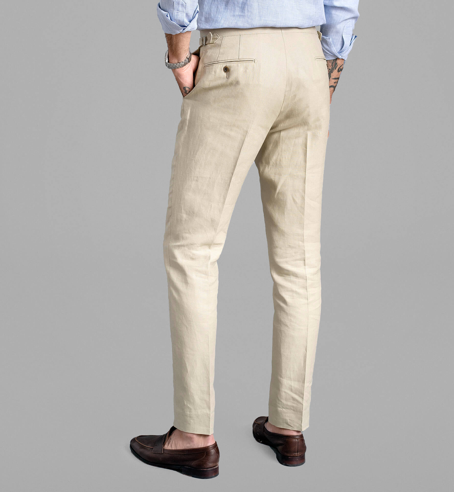 Allen Beige Irish Linen Dress Pant - Custom Fit Tailored Clothing