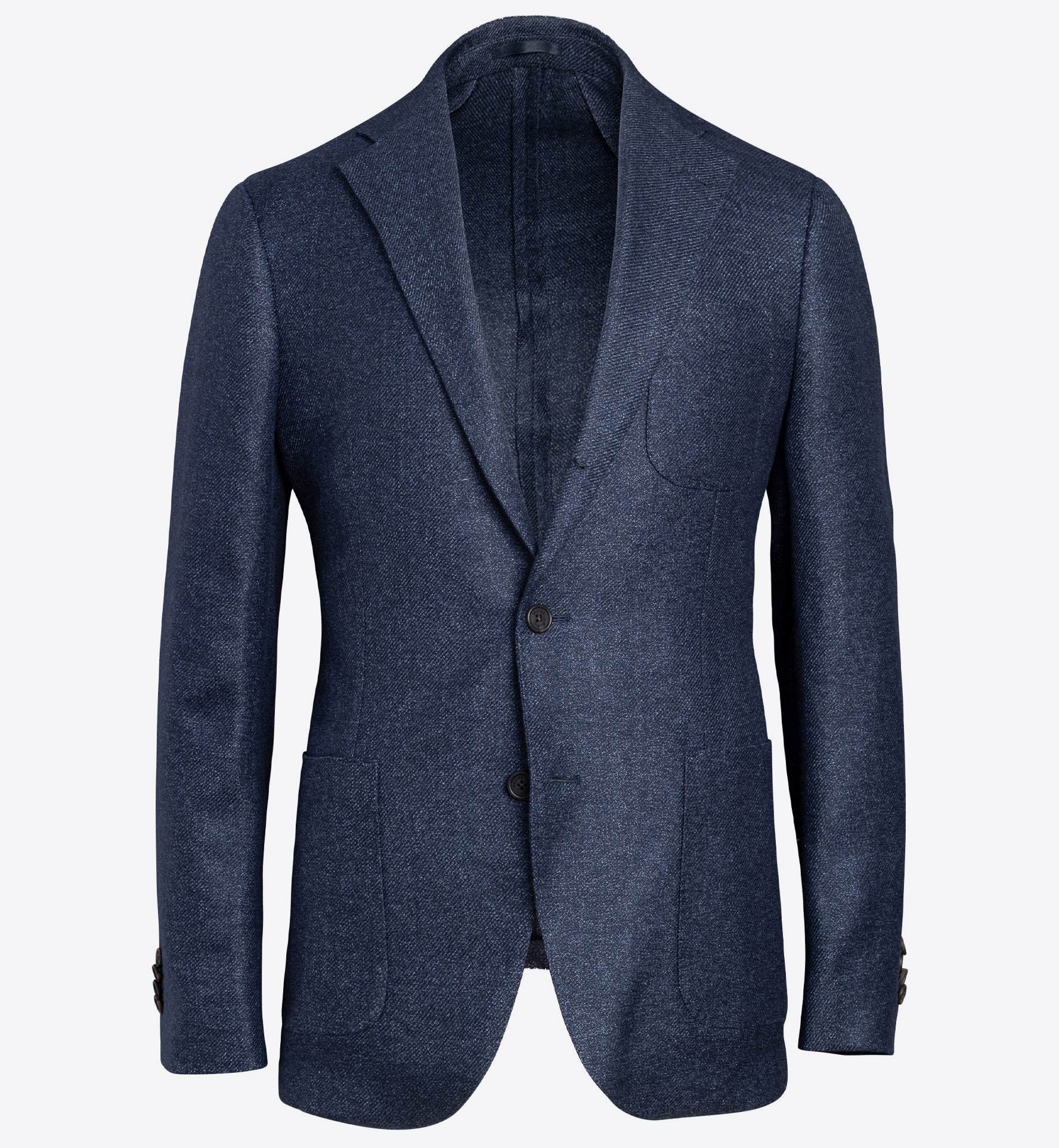 Bedford Navy Melange Wool and Linen Jacket - Custom Fit Tailored Clothing