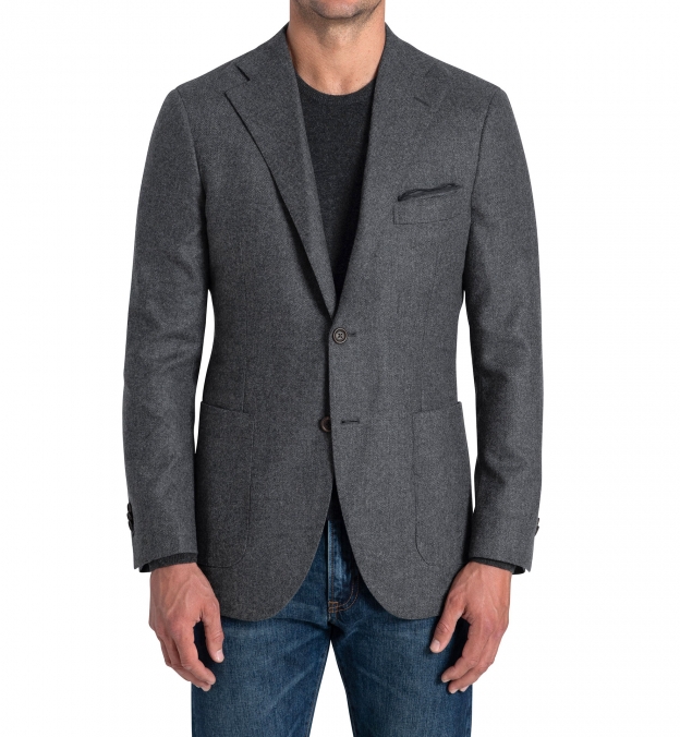 Bedford Grey Lambswool Hopsack Flannel Jacket - Custom Fit Tailored ...