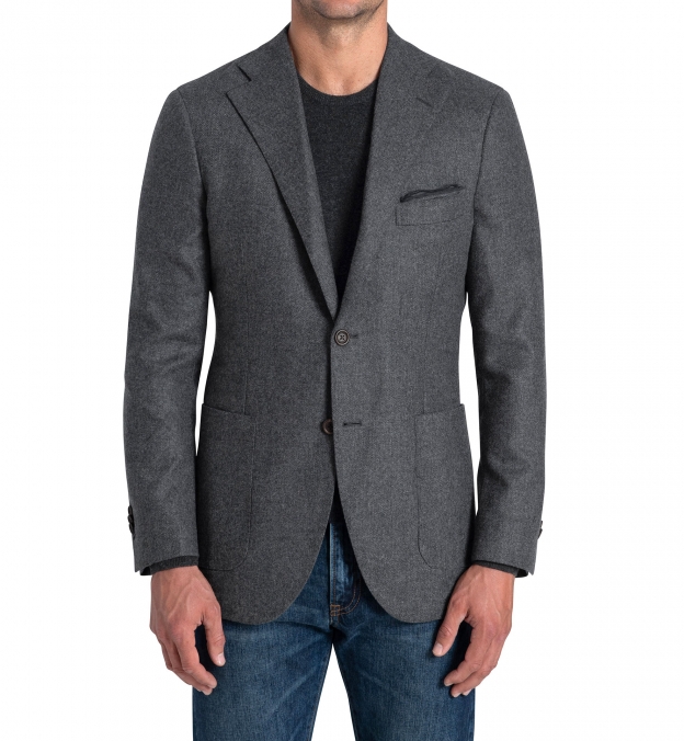 Bedford Grey Lambswool Hopsack Flannel 