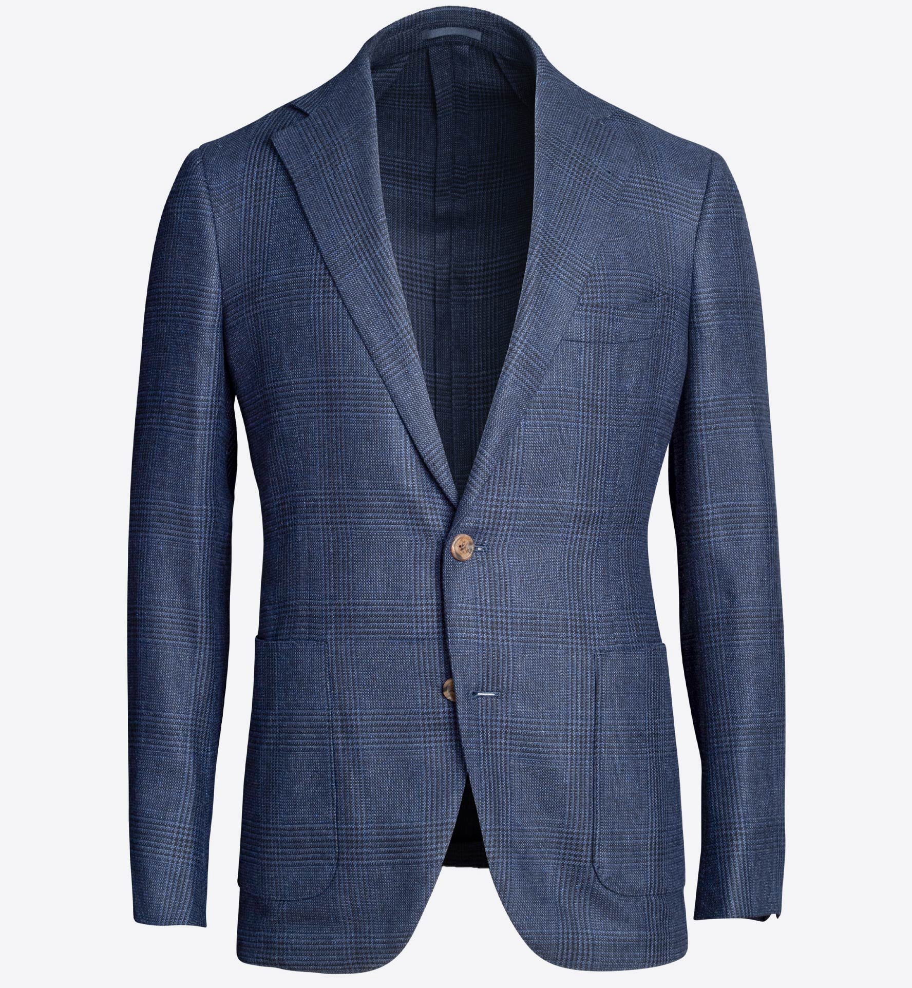 Bedford Navy Glen Plaid Silk and Wool Jacket - Custom Fit Tailored Clothing