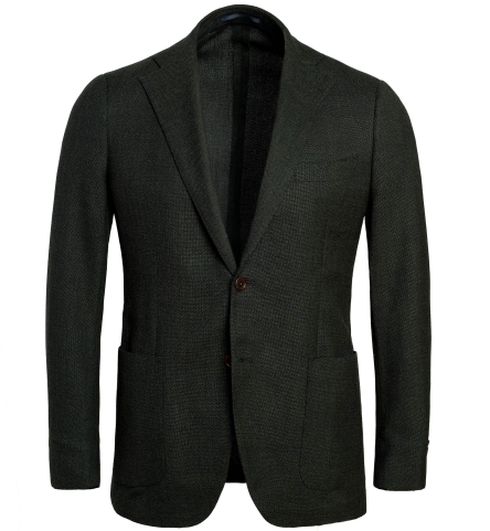 Bedford Forest Green Melange Hopsack Jacket - Custom Fit Tailored Clothing