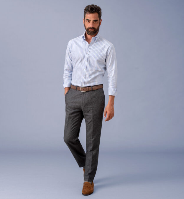 Grey Biella Trousers in Flannel