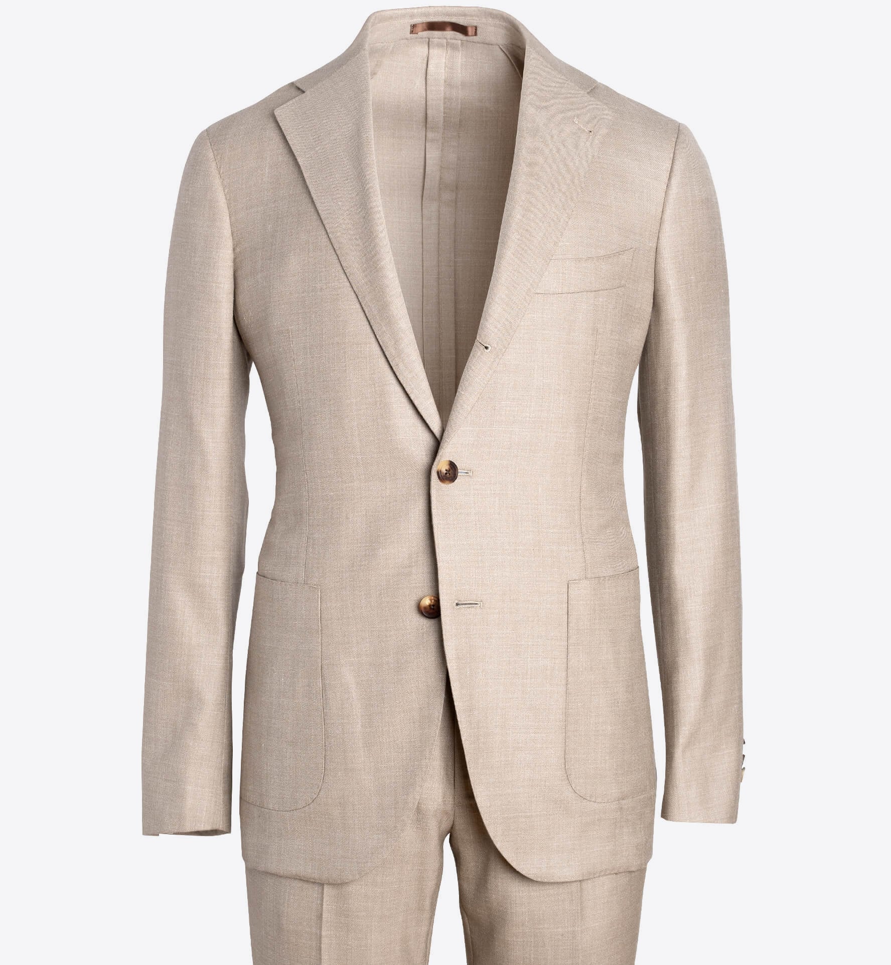 Bedford Beige Wool Silk and Linen Suit Custom Fit Tailored Clothing