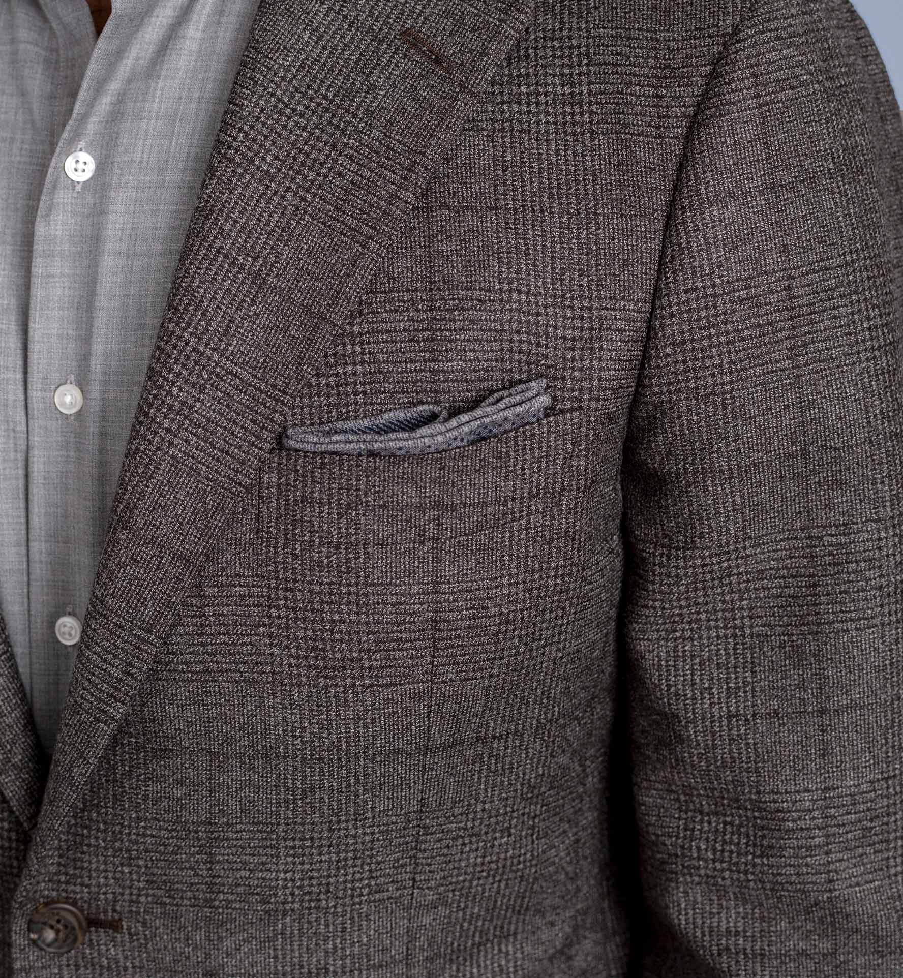 Bedford Mocha Melange Prince Of Wales Wool Jacket Custom Fit Tailored Clothing 2918