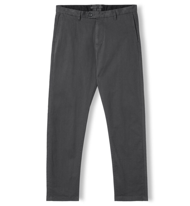 Modena Charcoal Peached Stretch Cotton Chino - Custom Fit Pants