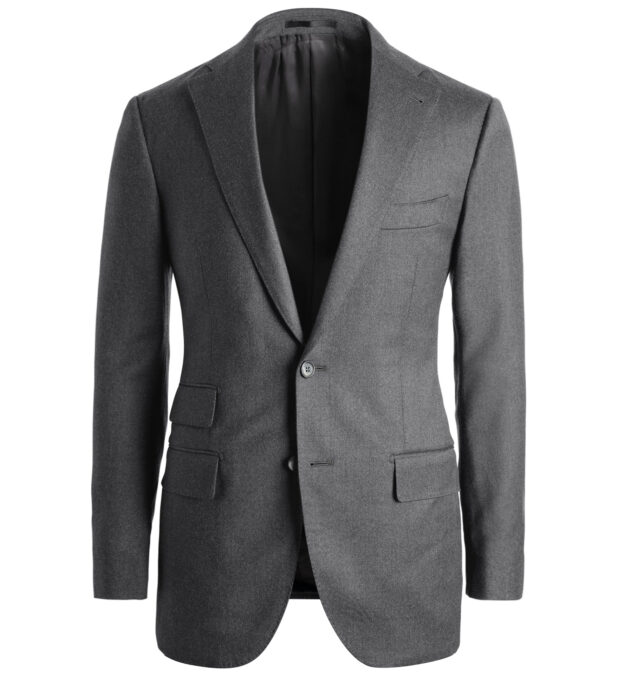Allen Charcoal Wool Flannel Suit Jacket - Custom Fit Tailored Clothing