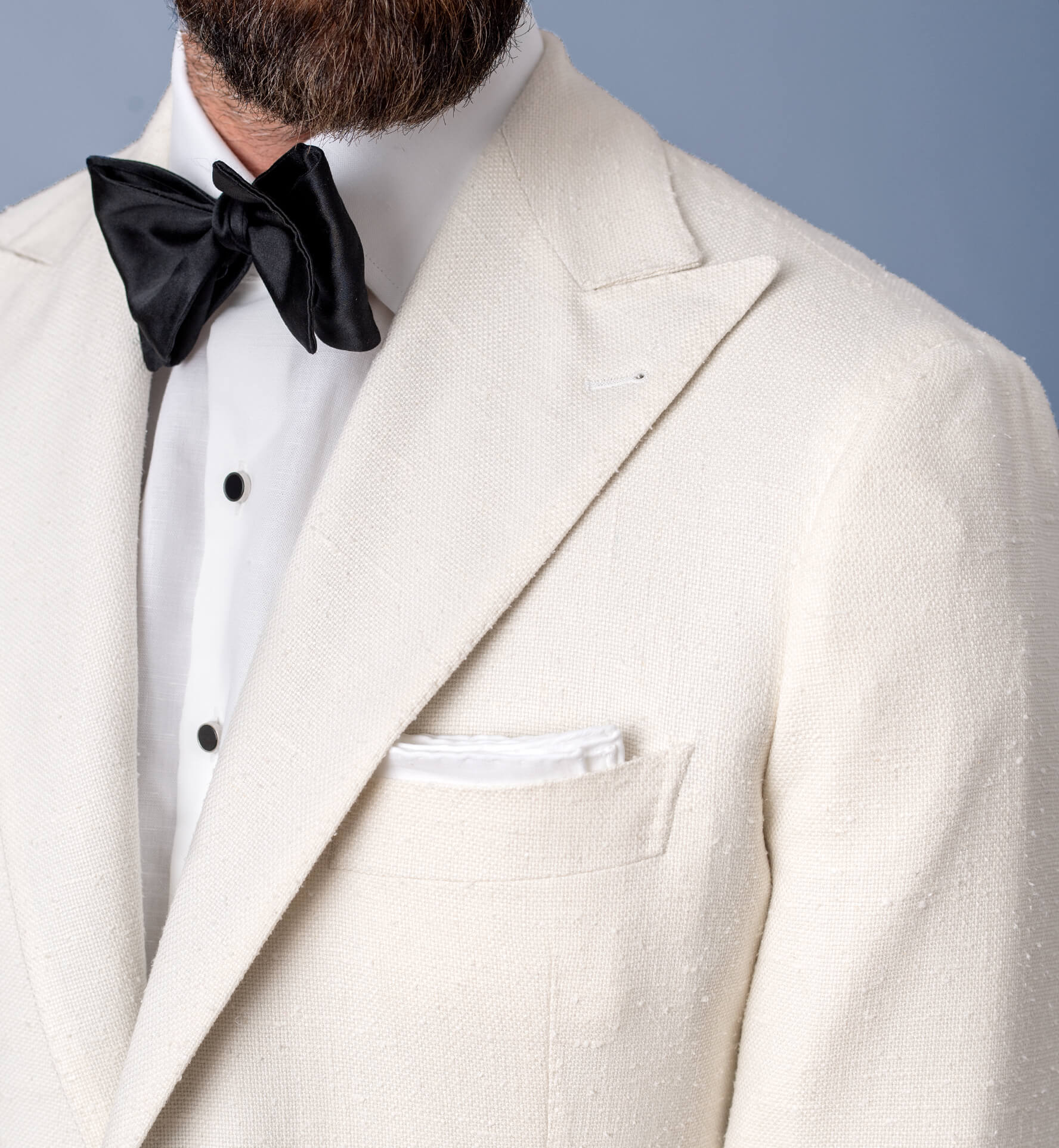 Mayfair Cream Silk and Wool Slub Weave Dinner Jacket Custom Fit