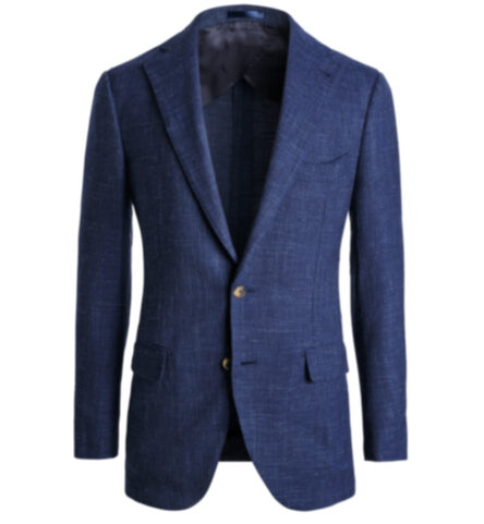 Blue Linen and Lyocell Twill Bedford Jacket - Custom Fit Tailored 