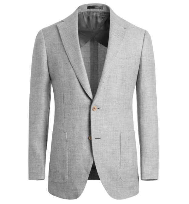 Light Grey Wool Linen Bedford Jacket - Custom Fit Tailored Clothing