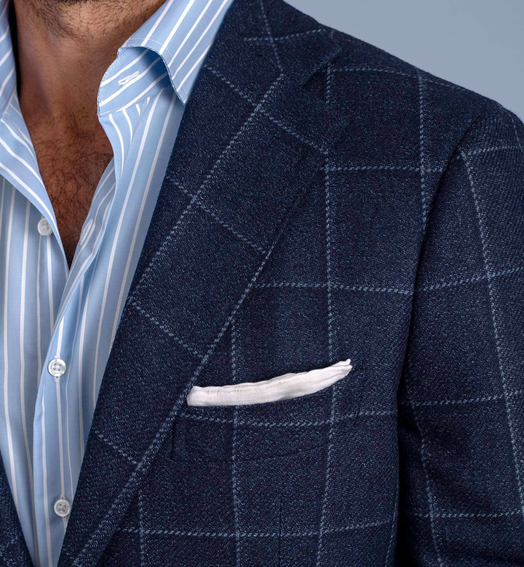 Bedford Navy Windowpane Wool Jacket - Custom Fit Tailored Clothing