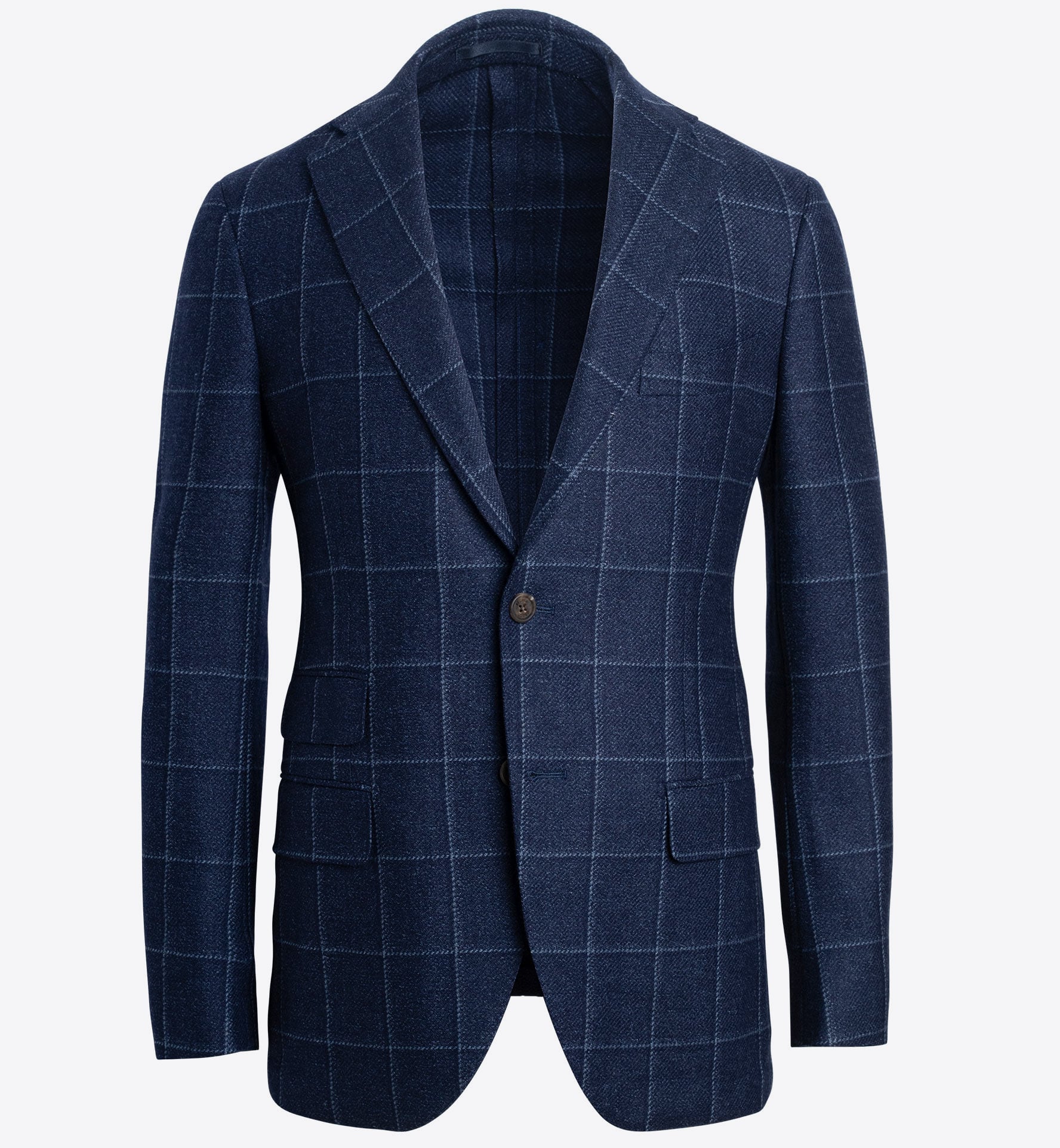 Bedford Navy Windowpane Wool Jacket Custom Fit Tailored Clothing