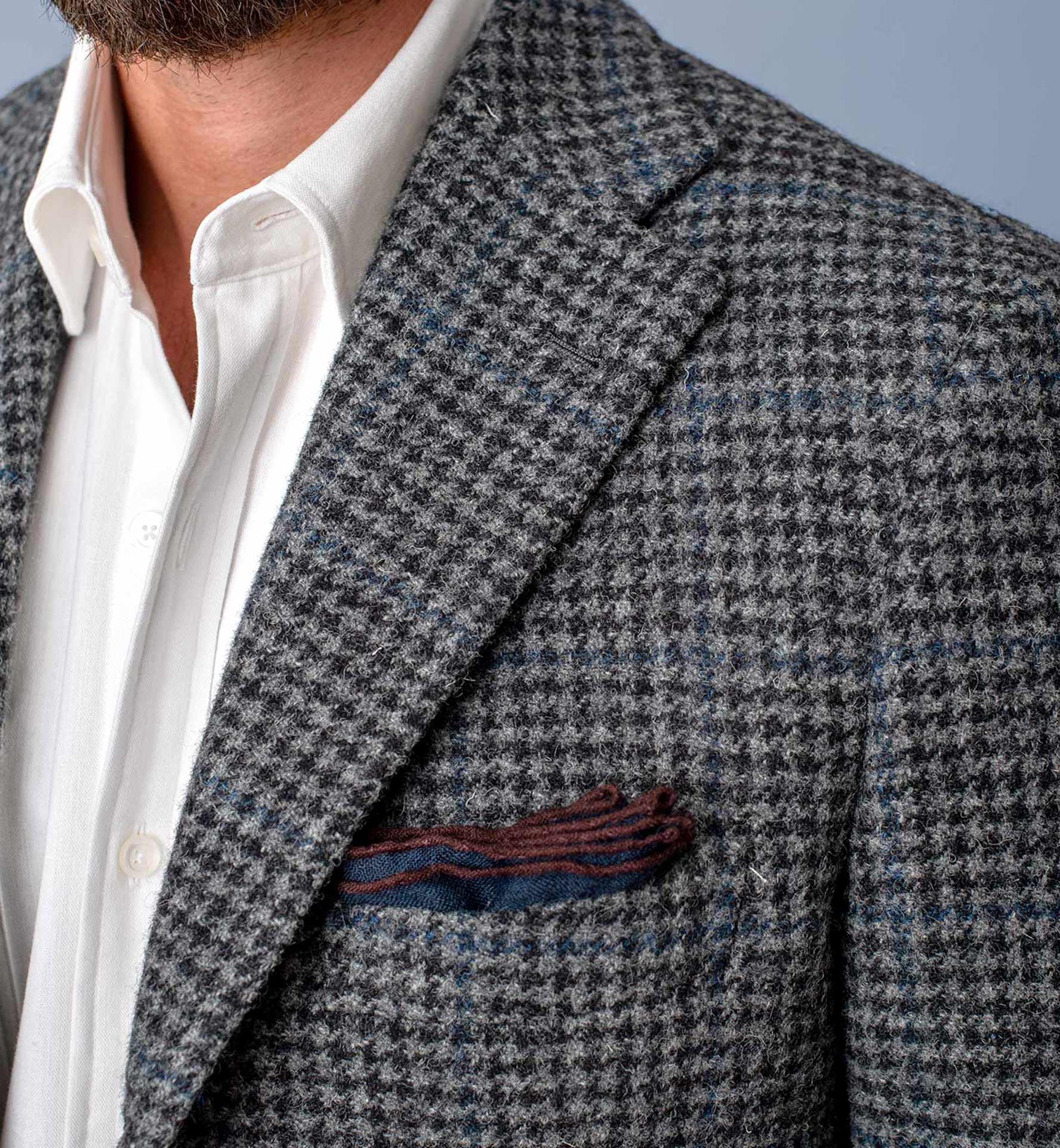 Waverly Grey Houndstooth Heavy Tweed Jacket - Custom Fit Tailored Clothing
