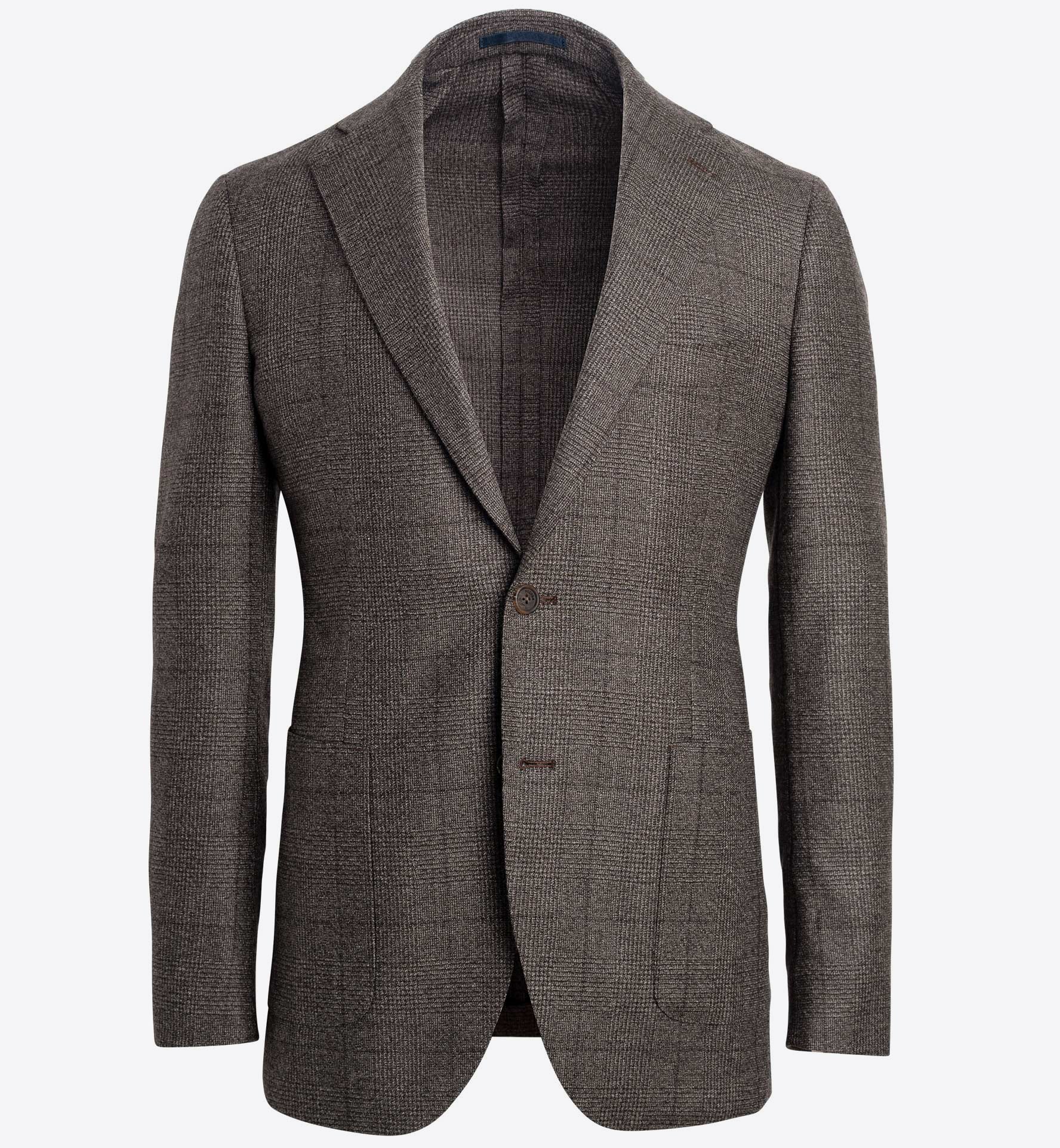 Bedford Mocha Melange Prince of Wales Wool Jacket - Custom Fit Tailored ...