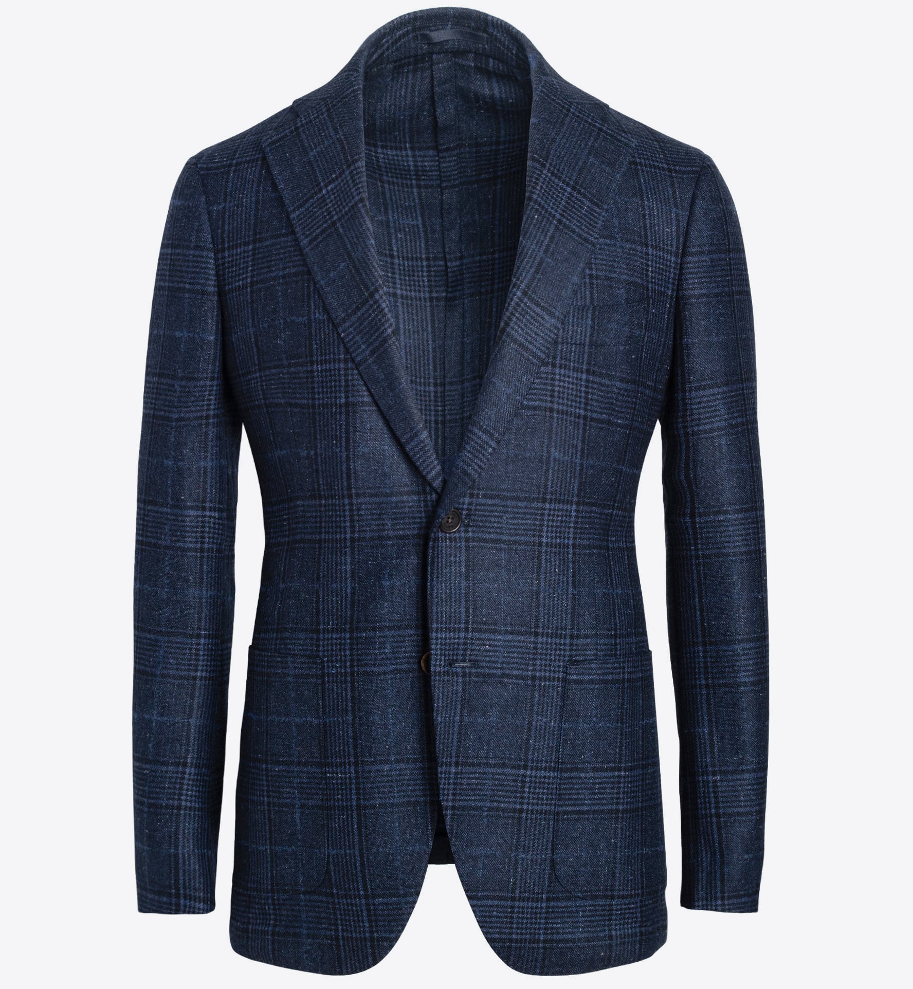 Bedford Navy Glen Plaid Slub Wool And Silk Jacket Custom Fit Tailored Clothing 5883