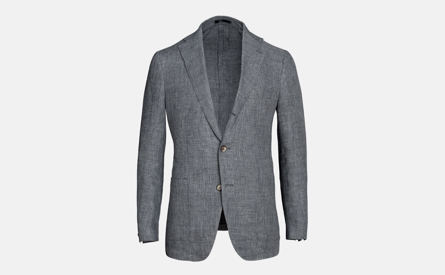Bedford Grey Melange Glen Plaid Linen Jacket - Custom Fit Tailored Clothing