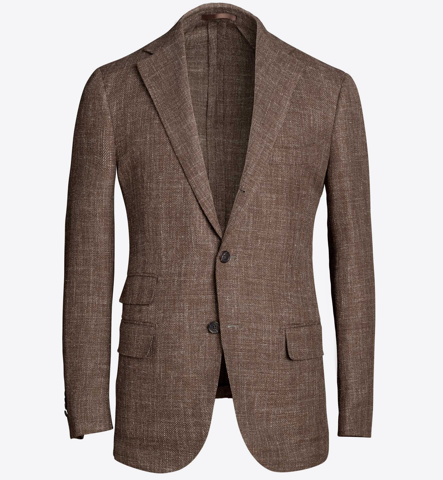 Bedford Brown Wool Blend Hopsack Jacket - Custom Fit Tailored Clothing