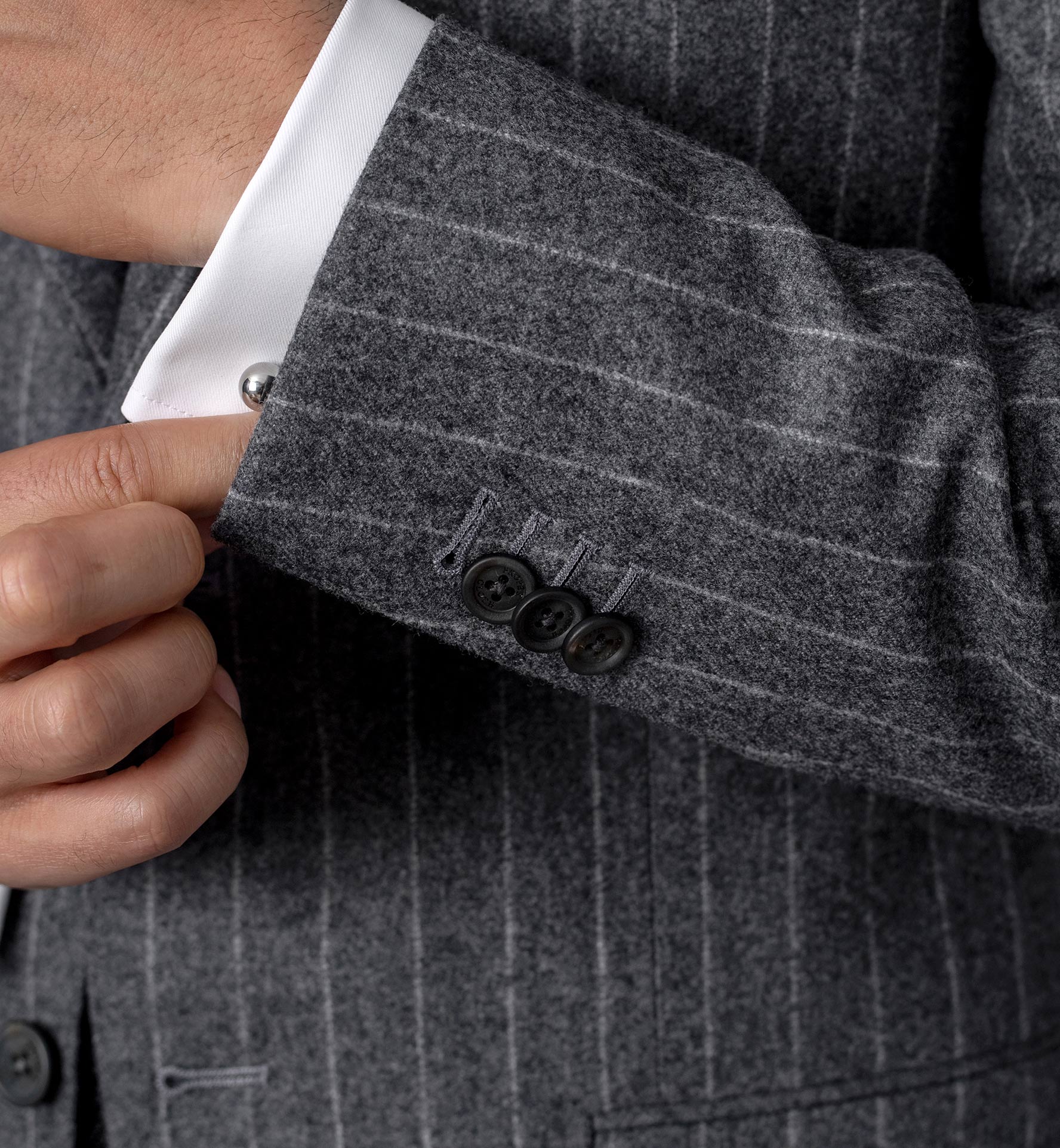 Allen Grey Chalkstripe Wool Flannel Suit Custom Fit Tailored Clothing