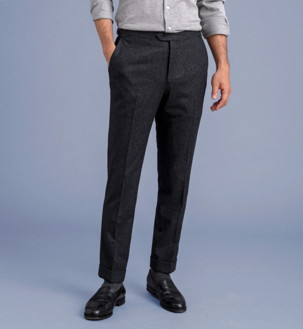 Incotex Slim Fit Carded Flannel Trousers Grey Melange at CareOfCarlcom