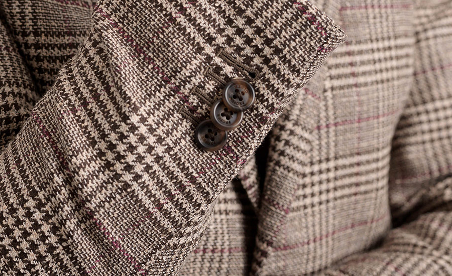 Bedford Brown Prince of Wales Check Wool Blend Jacket - Custom Fit