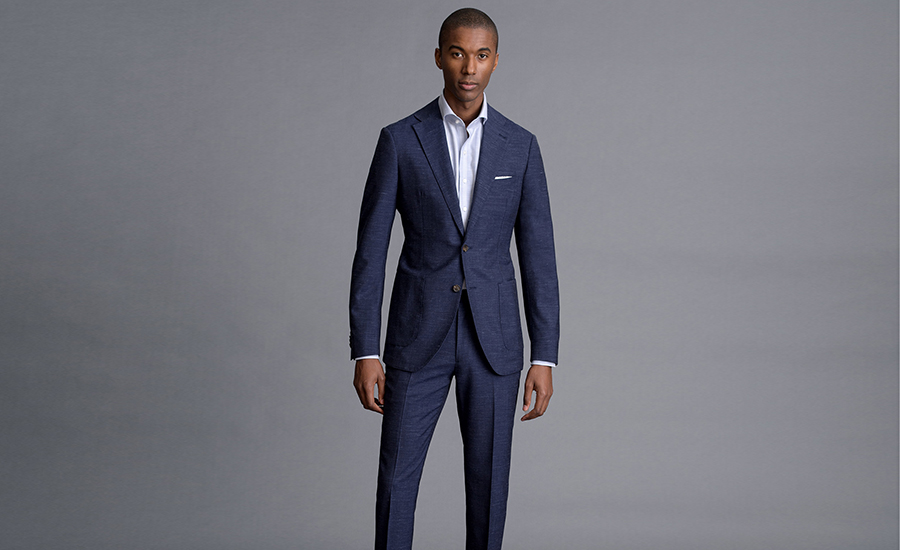 Bedford Blue Wool Silk and Linen Suit