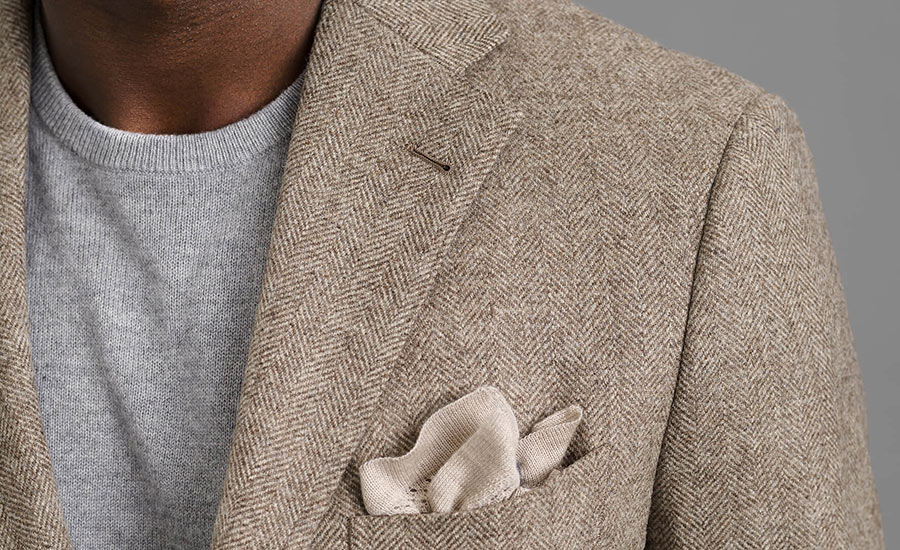 Bedford Taupe Herringbone Tweed Jacket - Custom Fit Tailored Clothing