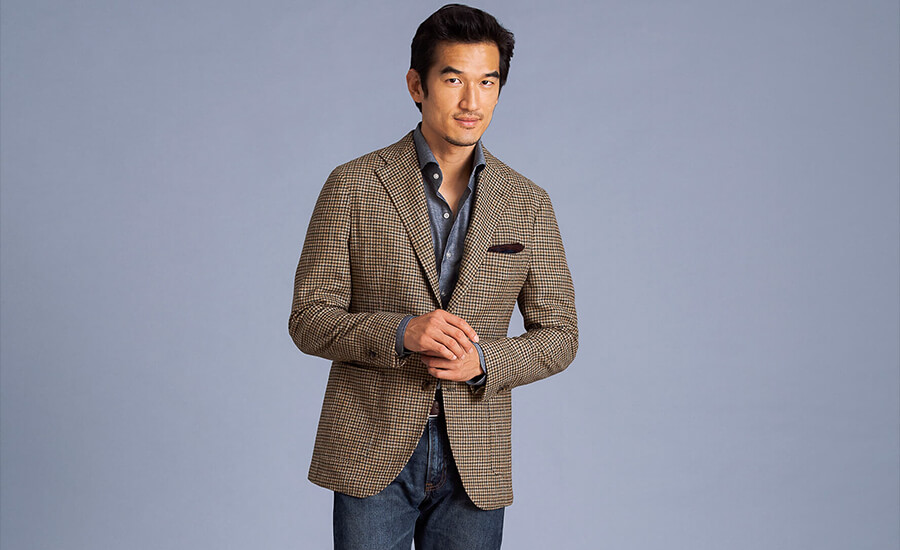 Grey Gun Check Tweed Waverly Jacket - Custom Fit Tailored Clothing