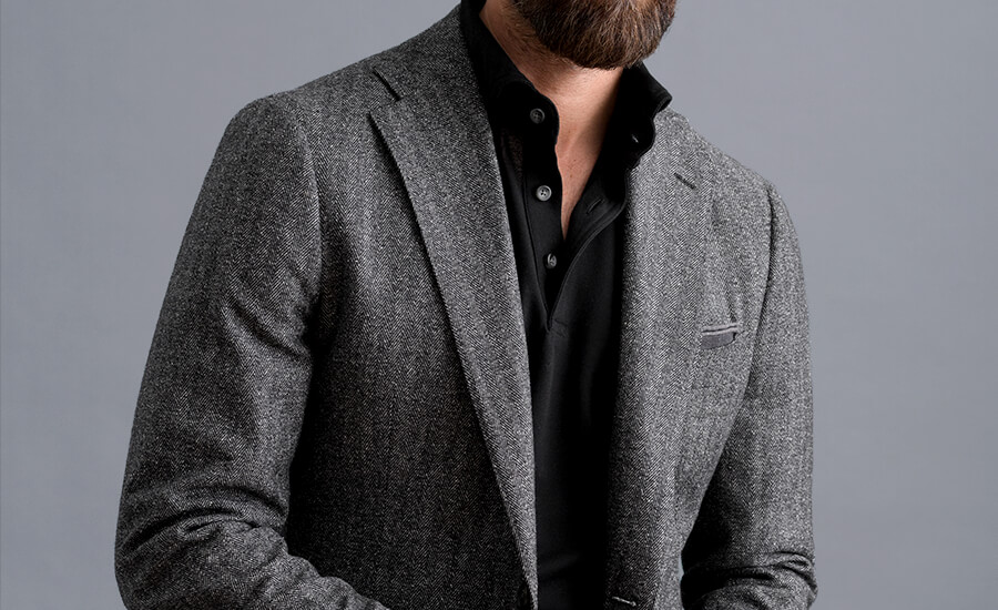 Bedford Charcoal Donegal Herringbone Suit Custom Fit Tailored Clothing